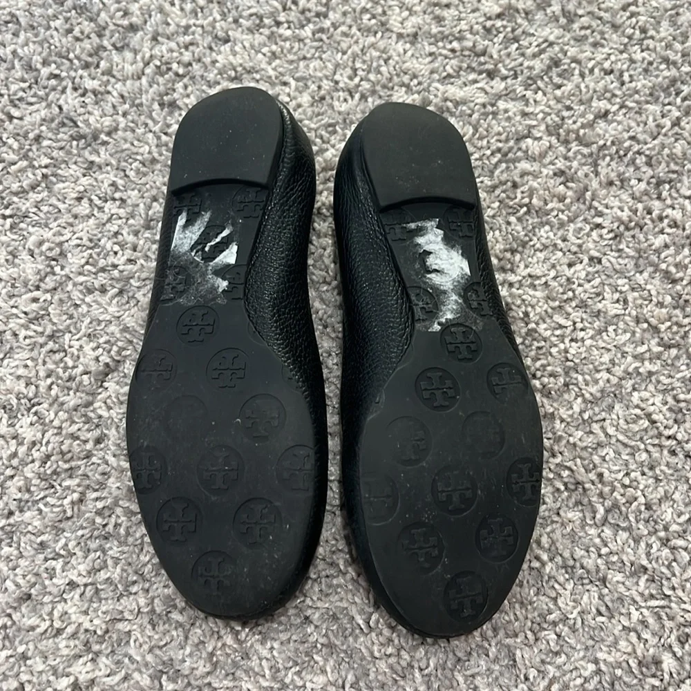 Tory Burch Minnie Black Leather Ballet Flats